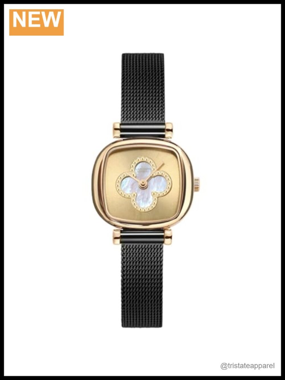 LANZOOM Women's Four Leaf Clover Nacre Watch 316L Stainless Steel Bracelet